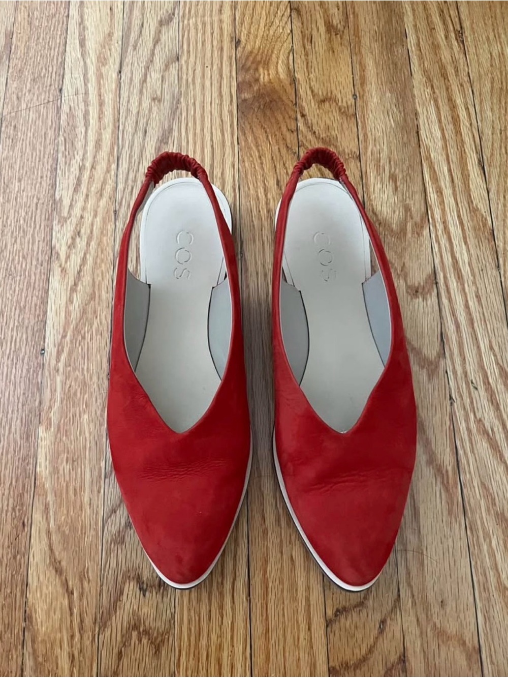 COS Red Suede Pointed Slingback Flats